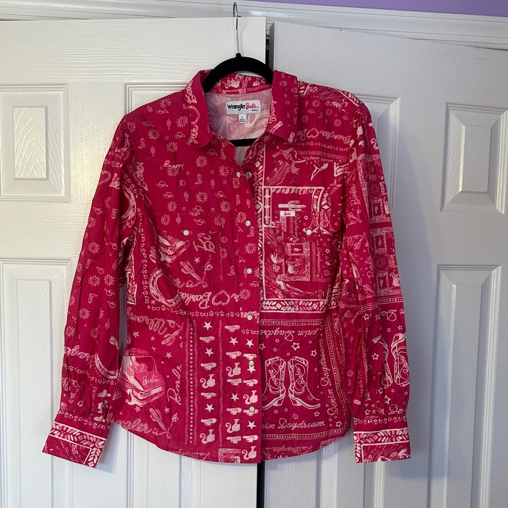 Wrangler x Barbie Pink Bandana Print Shirt